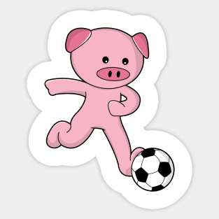 Pig as Soccer player with Soccer ball Sticker